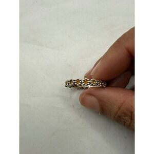 Tested citrine eternity band ring in sterling silver size 8